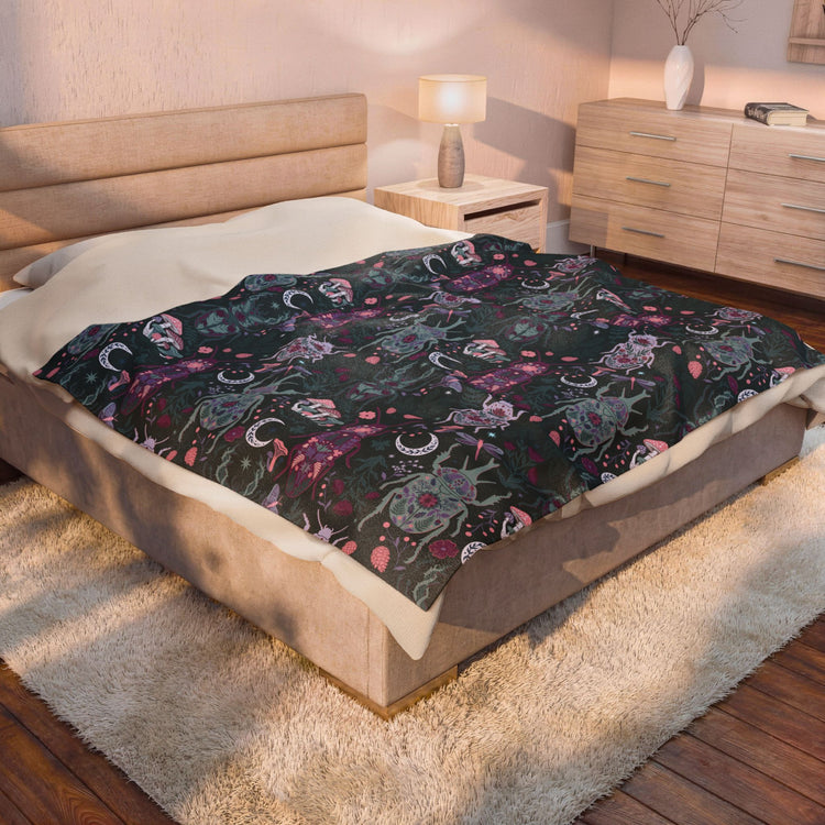 Botanical Beetles Jewel Colors - Minky Blanket