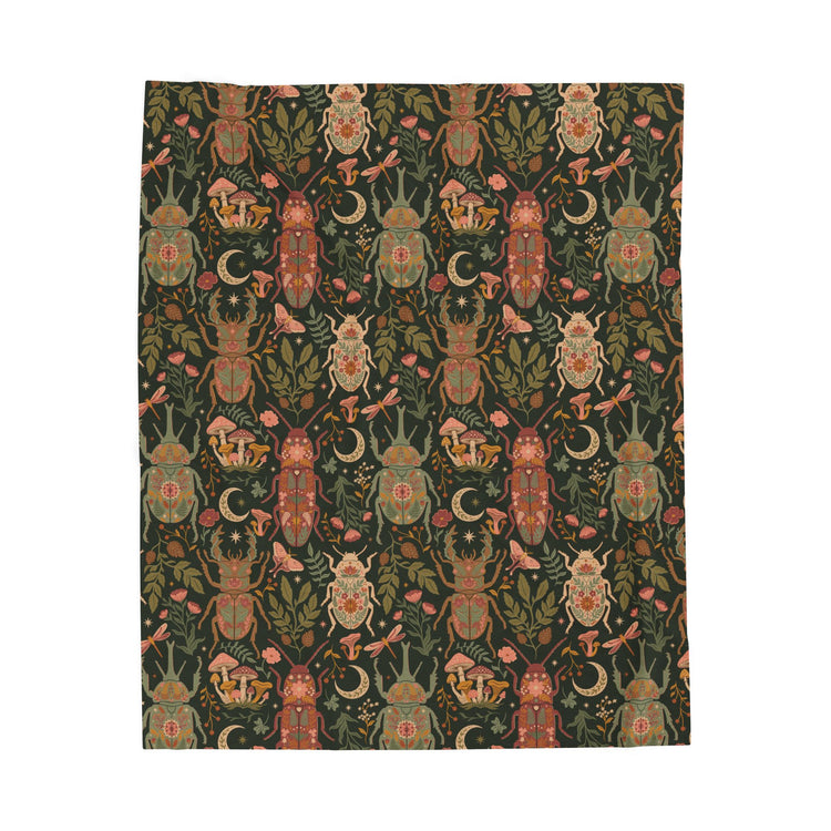 Botanical Beetles Neutral Colors - Minky Blanket