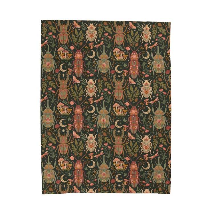 Botanical Beetles Neutral Colors - Minky Blanket