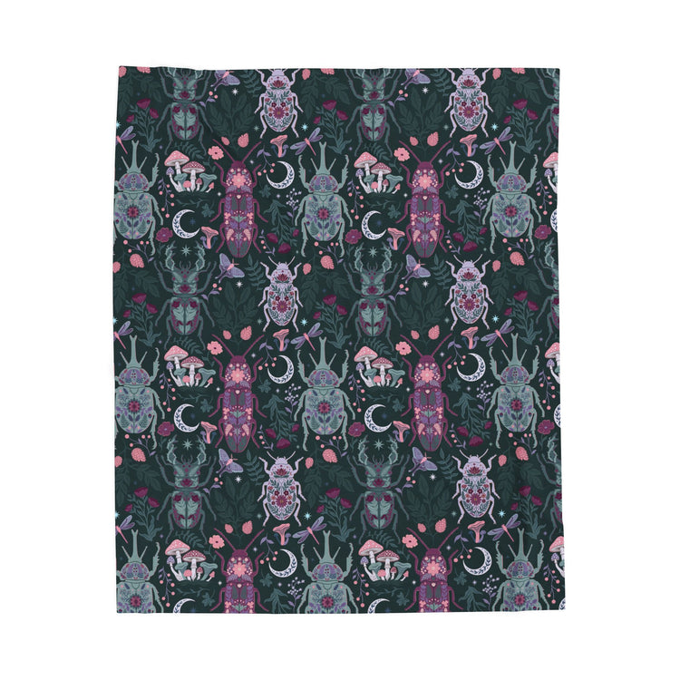 Botanical Beetles Jewel Colors - Minky Blanket