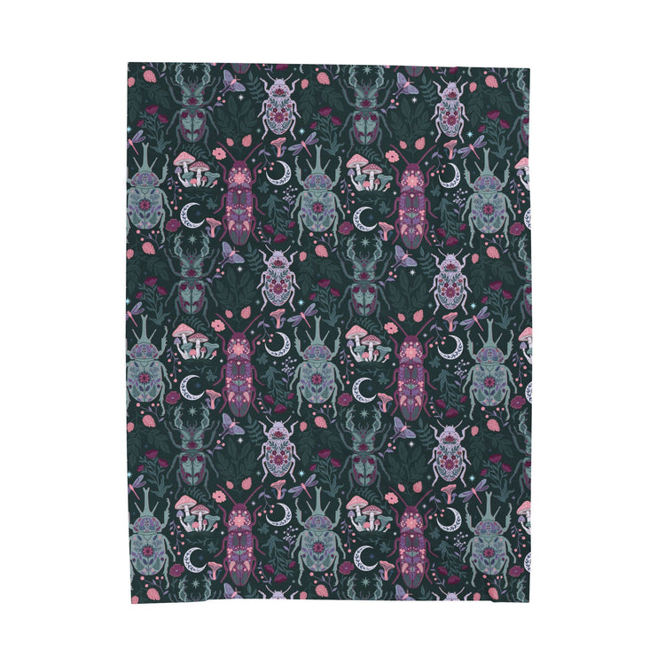 Botanical Beetles Jewel Colors - Minky Blanket