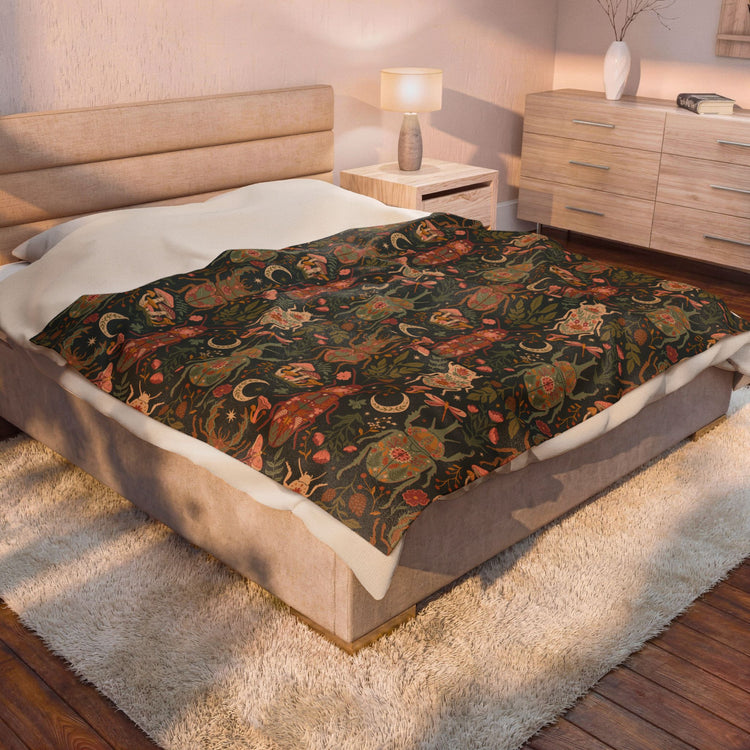 Botanical Beetles Neutral Colors - Minky Blanket