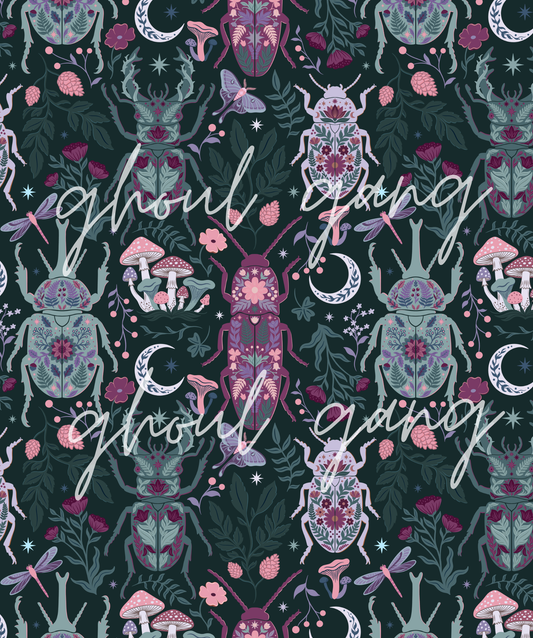 Botanical Beetles Jewel Colors - Minky Blanket