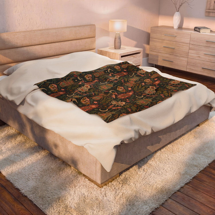Botanical Beetles Neutral Colors - Minky Blanket