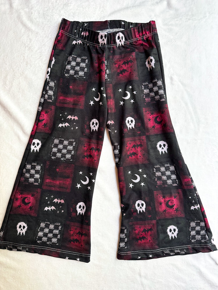2T Wide Leg Pants - Red & Black Patchwork